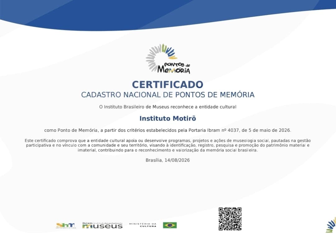 Certificado oficial do Ponto de Memória