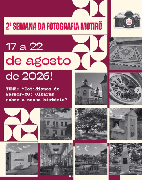 Arte de divulgação da 2ª Semana da Fotografia Motirõ: Cotidianos de Passos-MG.